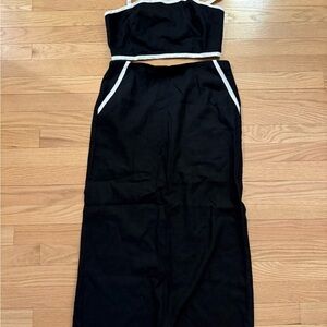Black top and skirt set  with White Trim